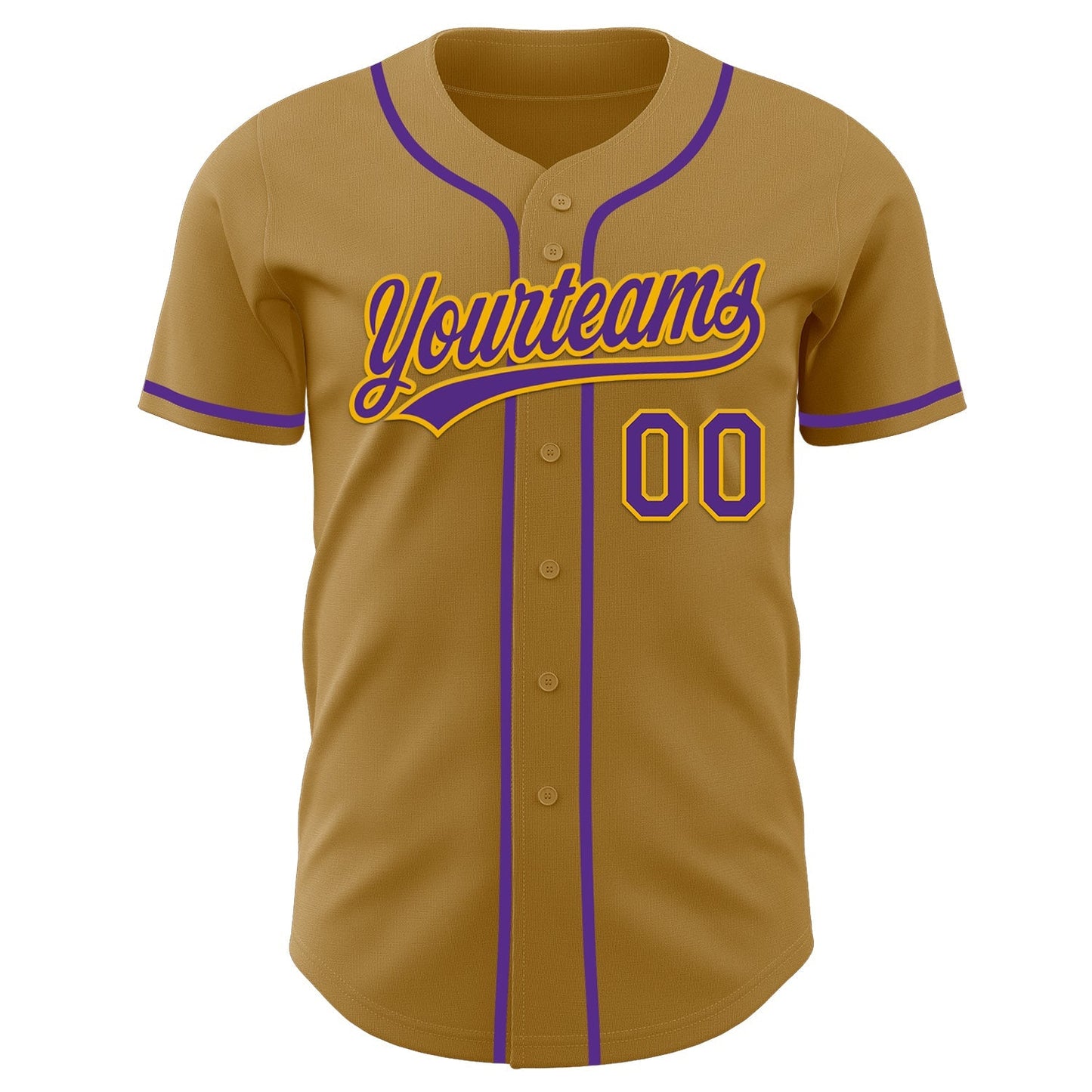 Custom Old Gold Purple-Gold Authentic Baseball Jersey baseball jersey product view 2