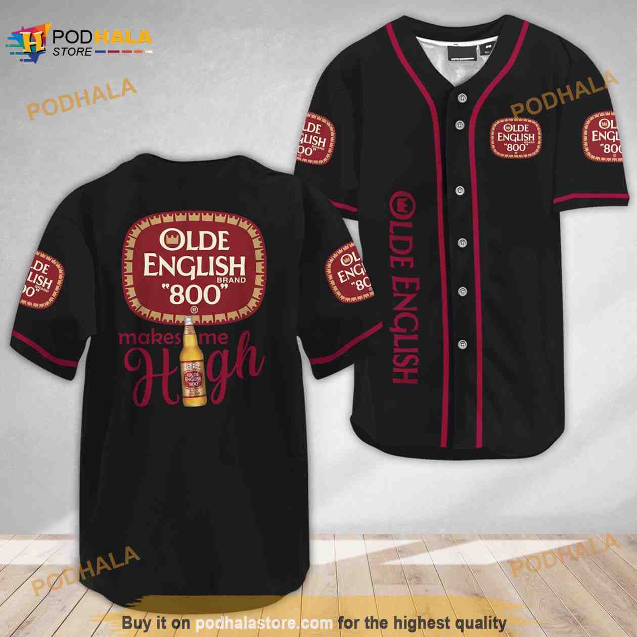 Olde English 800 Beer Make Me High 3D Baseball Jersey baseball jersey product view 1