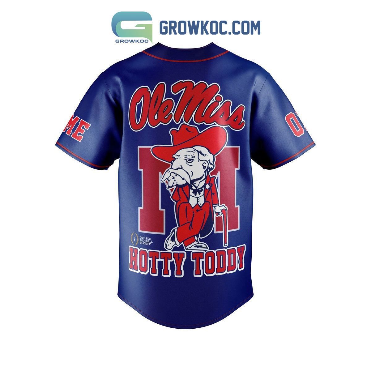 Ole Miss Rebel Chick-fil-APeach Bowl Personalized Baseball Jersey Navy baseball jersey product view 3