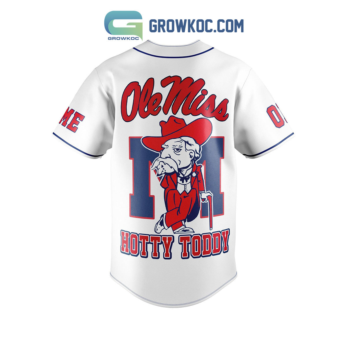 Ole Miss Rebel Chick-fil-APeach Bowl Personalized Baseball Jersey White baseball jersey product view 2