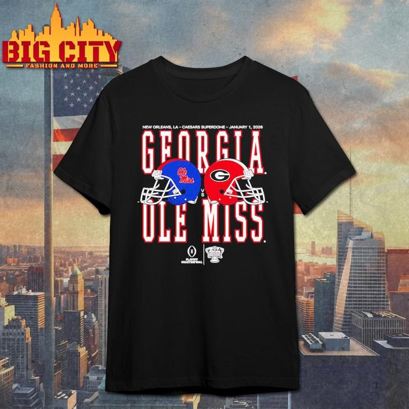 Ole Miss vs Georgia 2026 Allstate Sugar Bowl Helmet Matchup Shirt Unisex T-shirt, Sweatshirt, Hoodie, Long Sleeve Tee - T-Shirt, Sweatshirt, Hoodie
