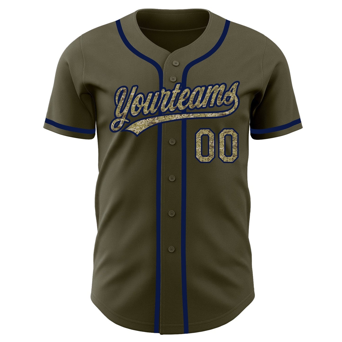 Custom Olive Camo-Navy Authentic Salute To Service Baseball Jersey baseball jersey product view 2