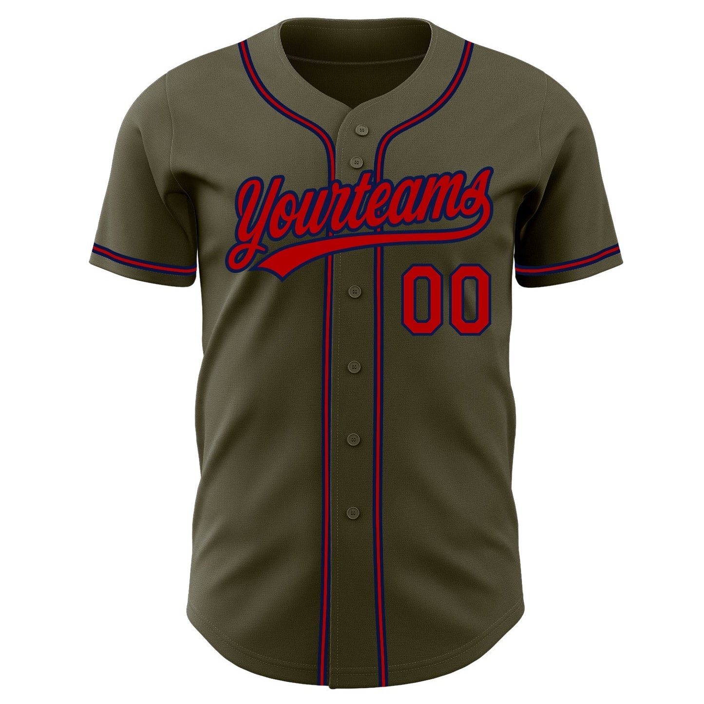 Custom Olive Red-Navy Authentic Salute To Service Baseball Jersey baseball jersey product view 2