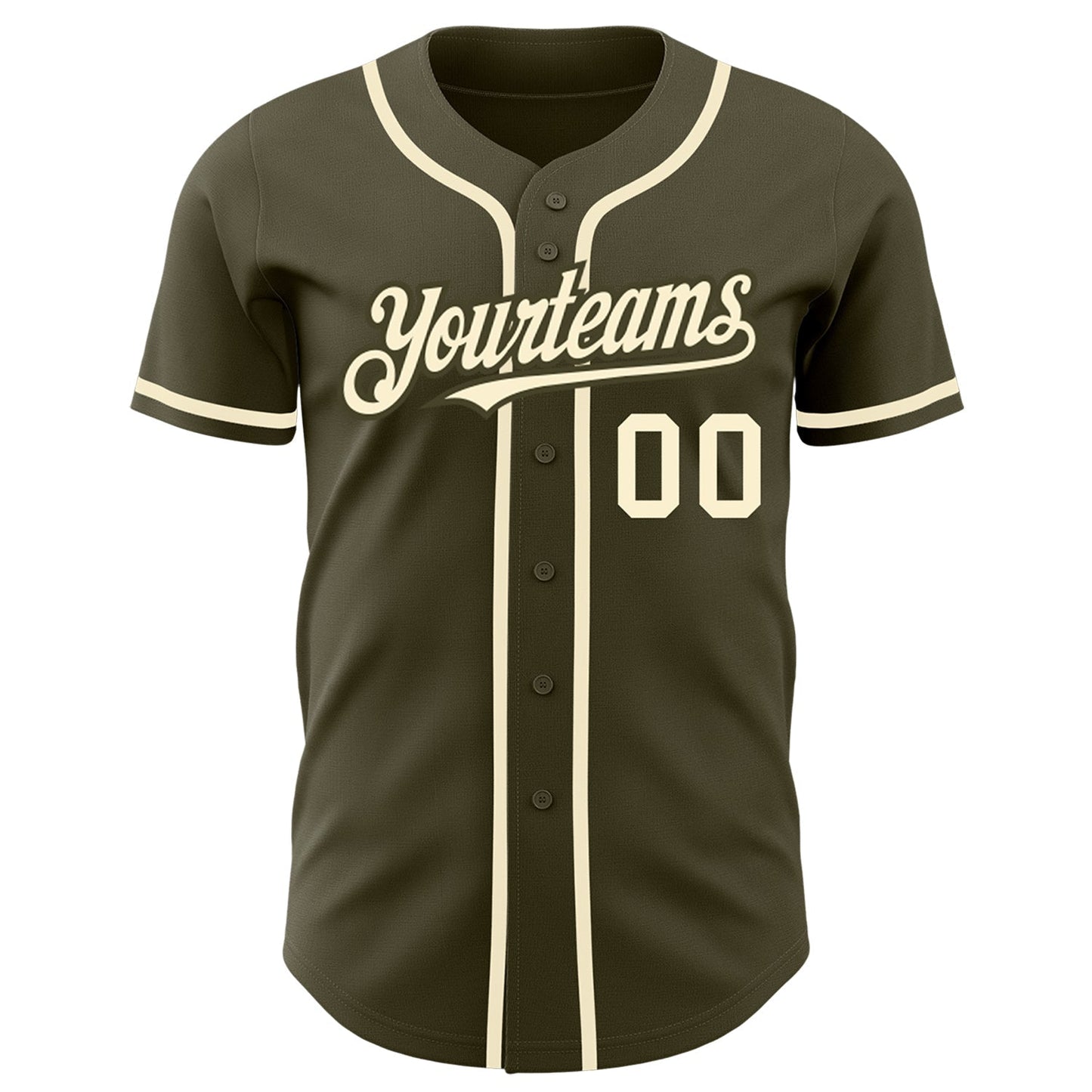 Custom Olive Cream Authentic Salute To Service Baseball Jersey baseball jersey product view 2