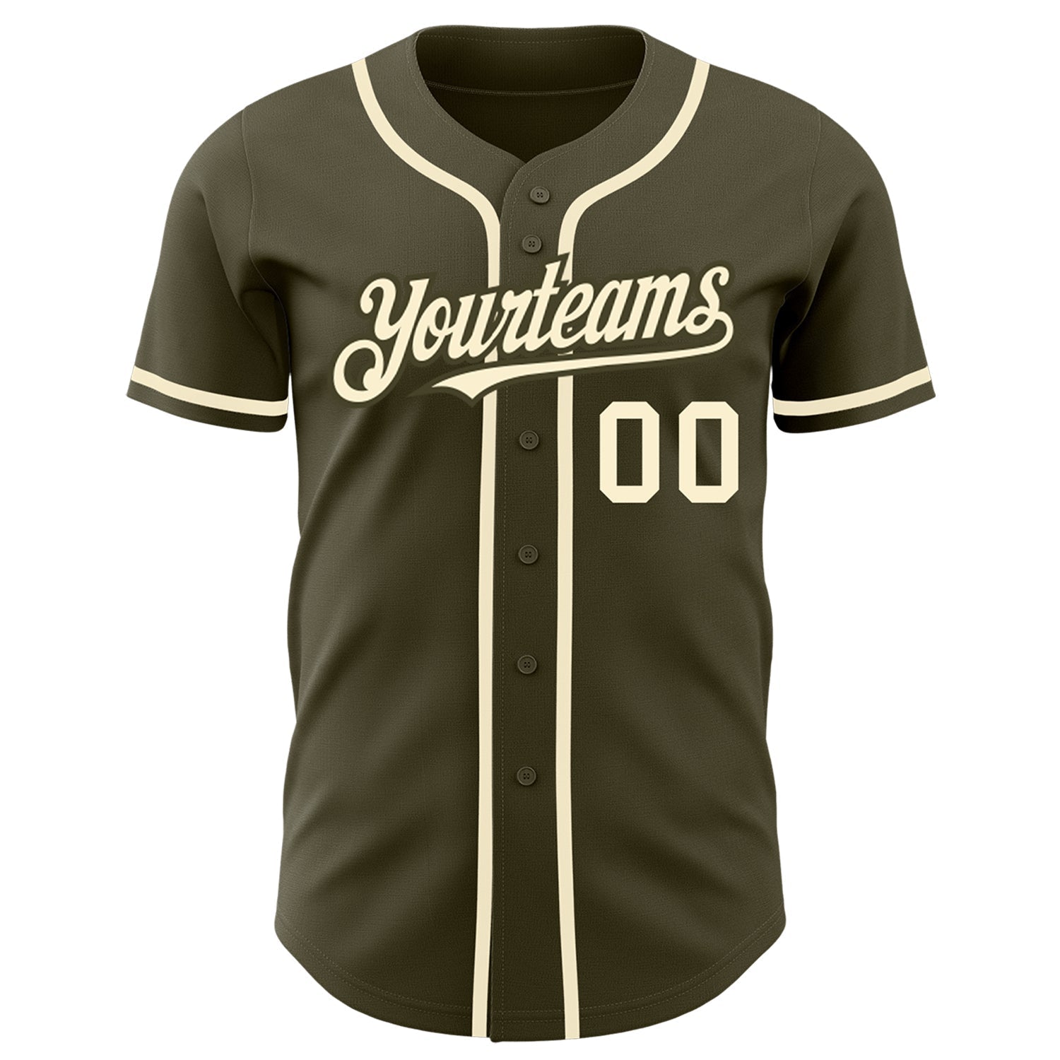 Custom Olive Cream Authentic Salute To Service Baseball Jersey baseball jersey product view 2