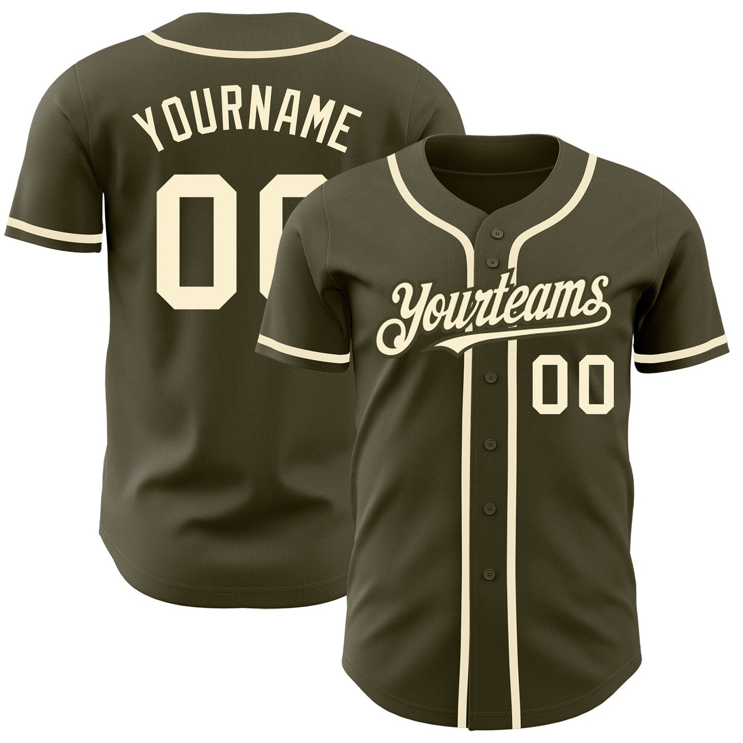 Custom Olive Cream Authentic Salute To Service Baseball Jersey baseball jersey product view 1