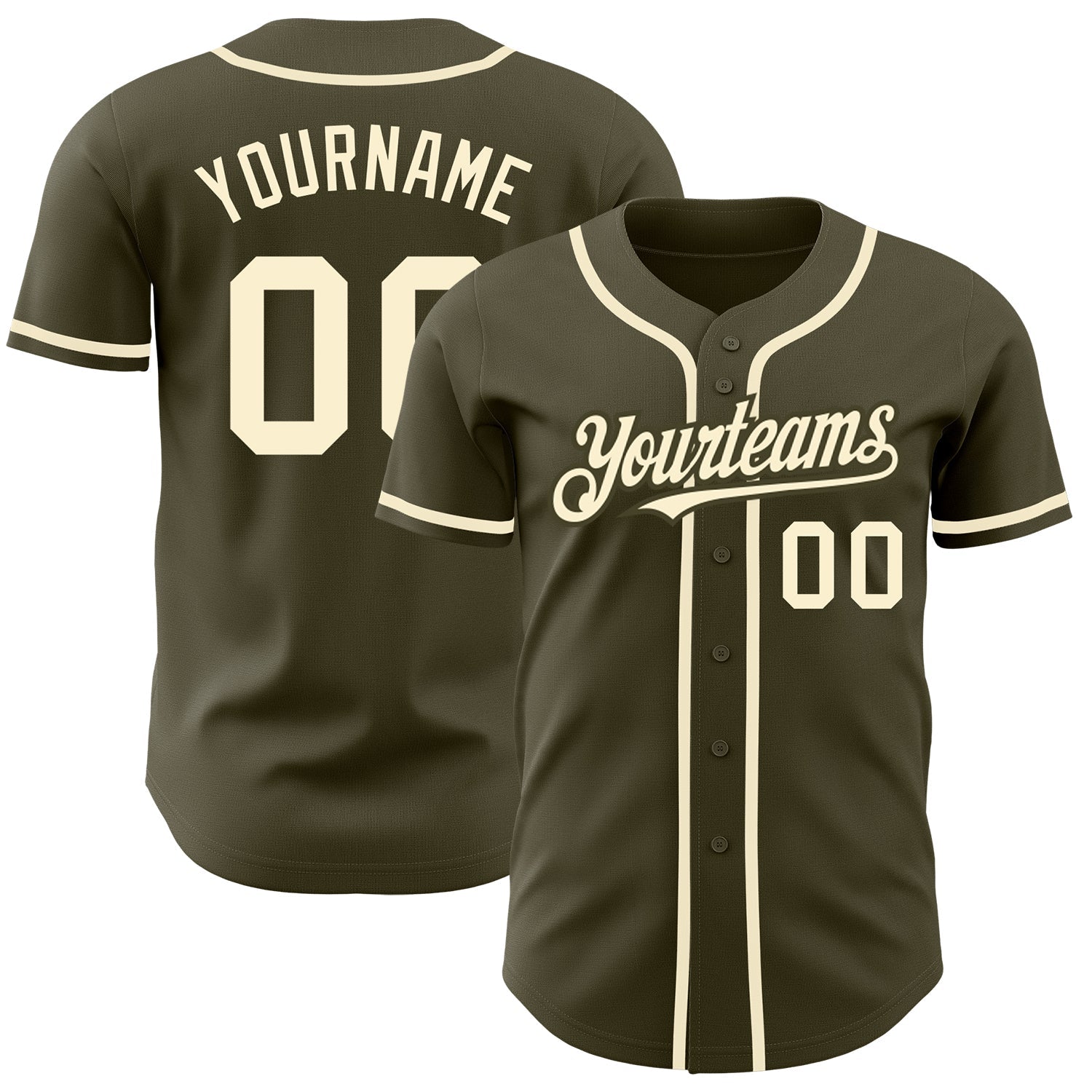 Custom Olive Cream Authentic Salute To Service Baseball Jersey baseball jersey product view 1
