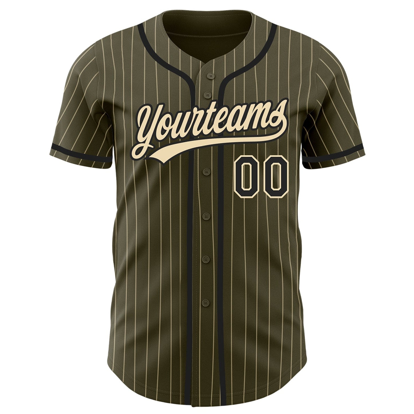 Custom Olive City Cream Pinstripe Black Authentic Salute To Service Baseball Jersey baseball jersey product view 2