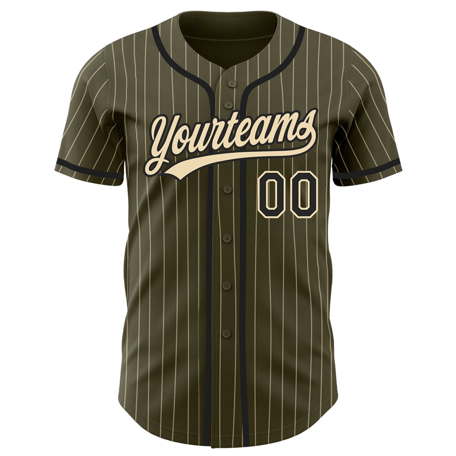 Custom Olive City Cream Pinstripe Black Authentic Salute To Service Baseball Jersey baseball jersey product view 2