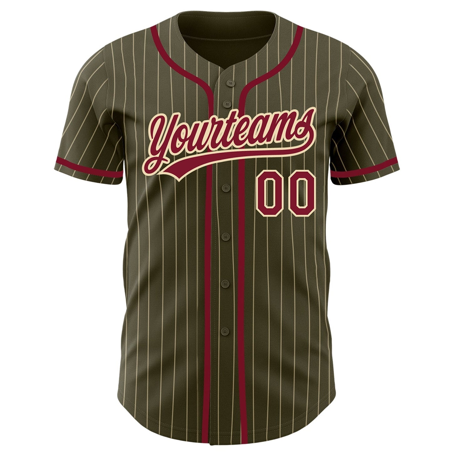 Custom Olive City Cream Pinstripe Crimson Authentic Salute To Service Baseball Jersey baseball jersey product view 2
