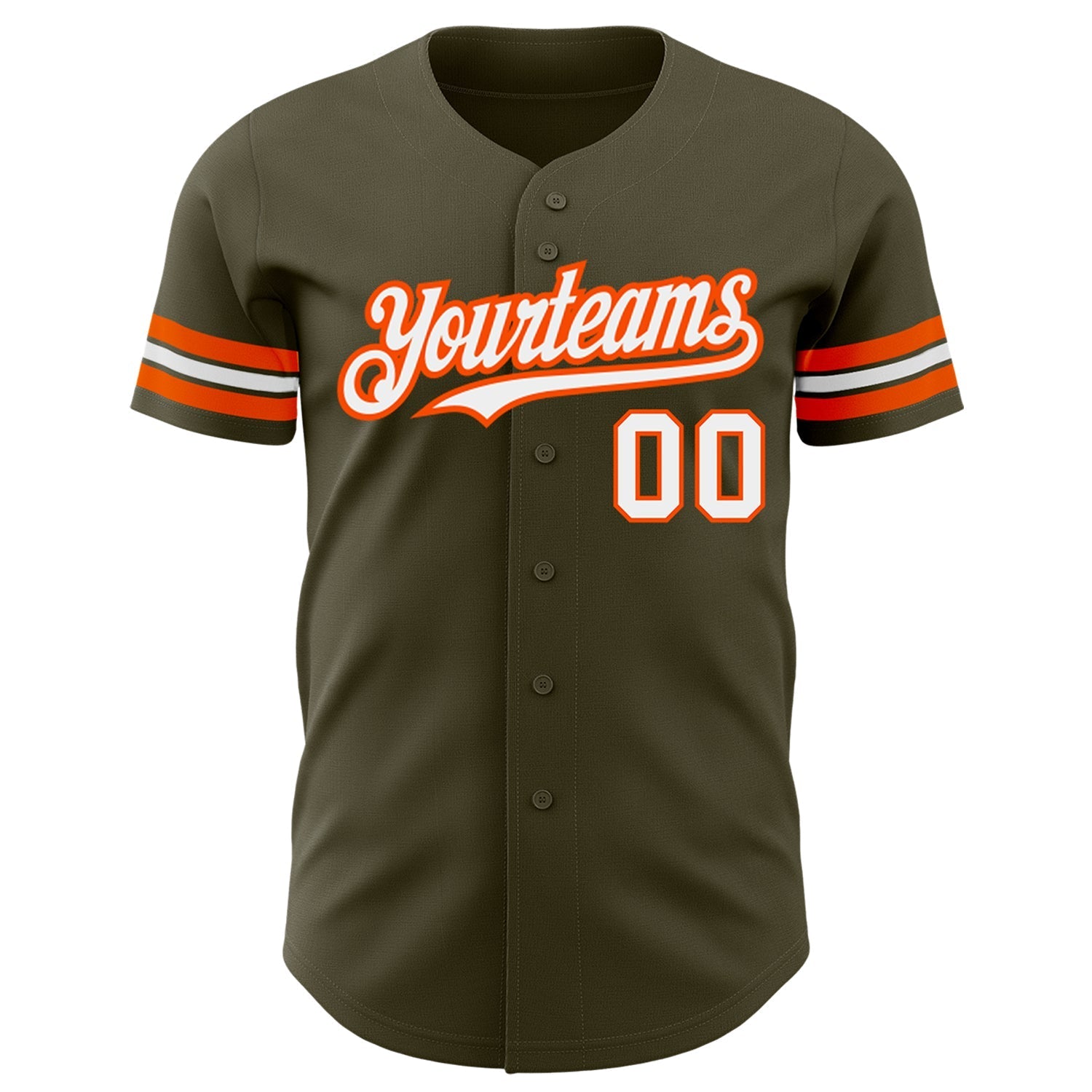 Custom Olive White-Orange Authentic Salute To Service Baseball Jersey baseball jersey product view 2