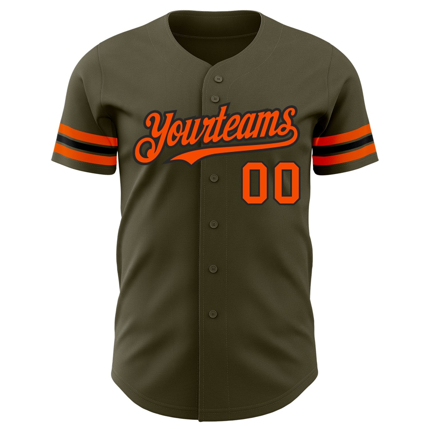 Custom Olive Orange-Black Authentic Salute To Service Baseball Jersey baseball jersey product view 2