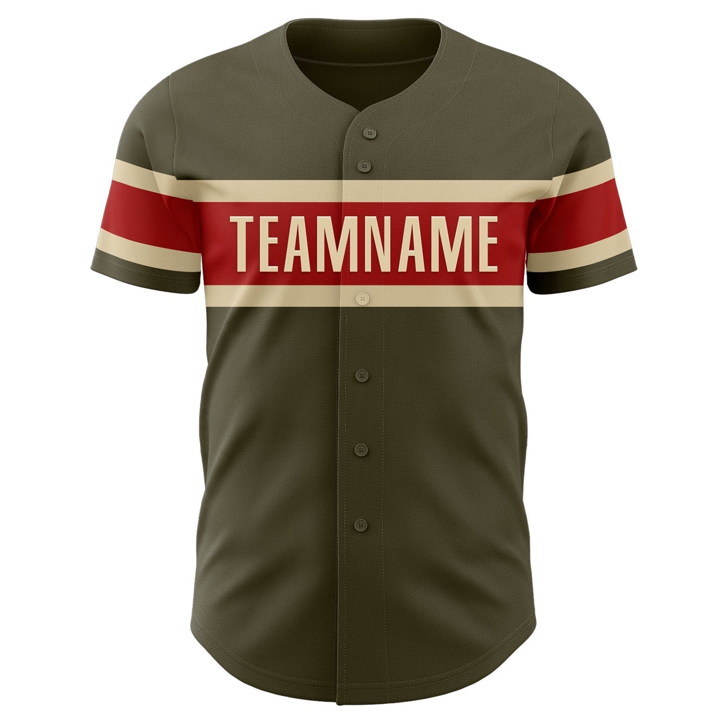 Custom Olive Vintage USA Flag Red-Cream Authentic Salute To Service Baseball Jersey baseball jersey product view 2