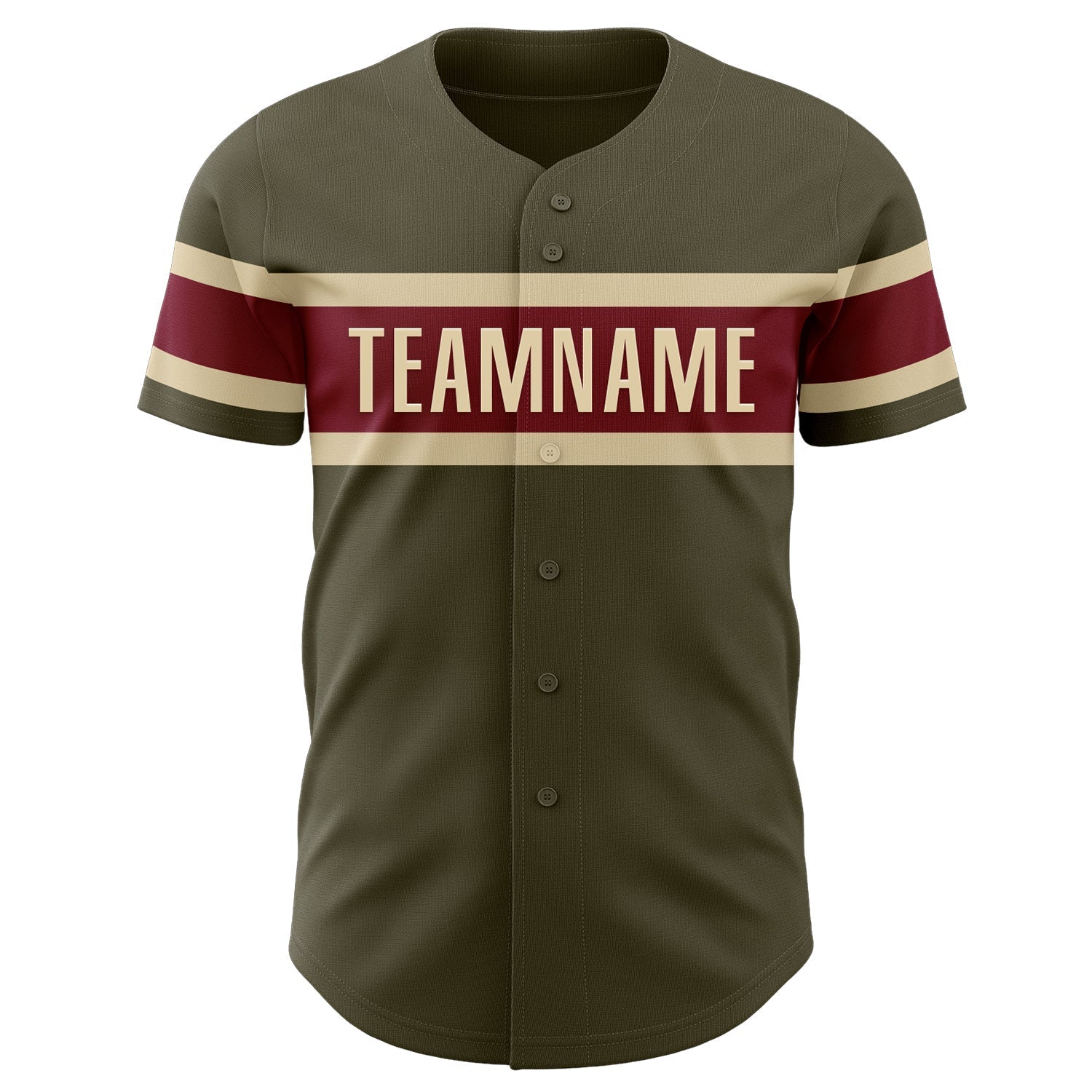 Custom Olive Vintage USA Flag Cream-Crimson Authentic Salute To Service Baseball Jersey baseball jersey product view 2