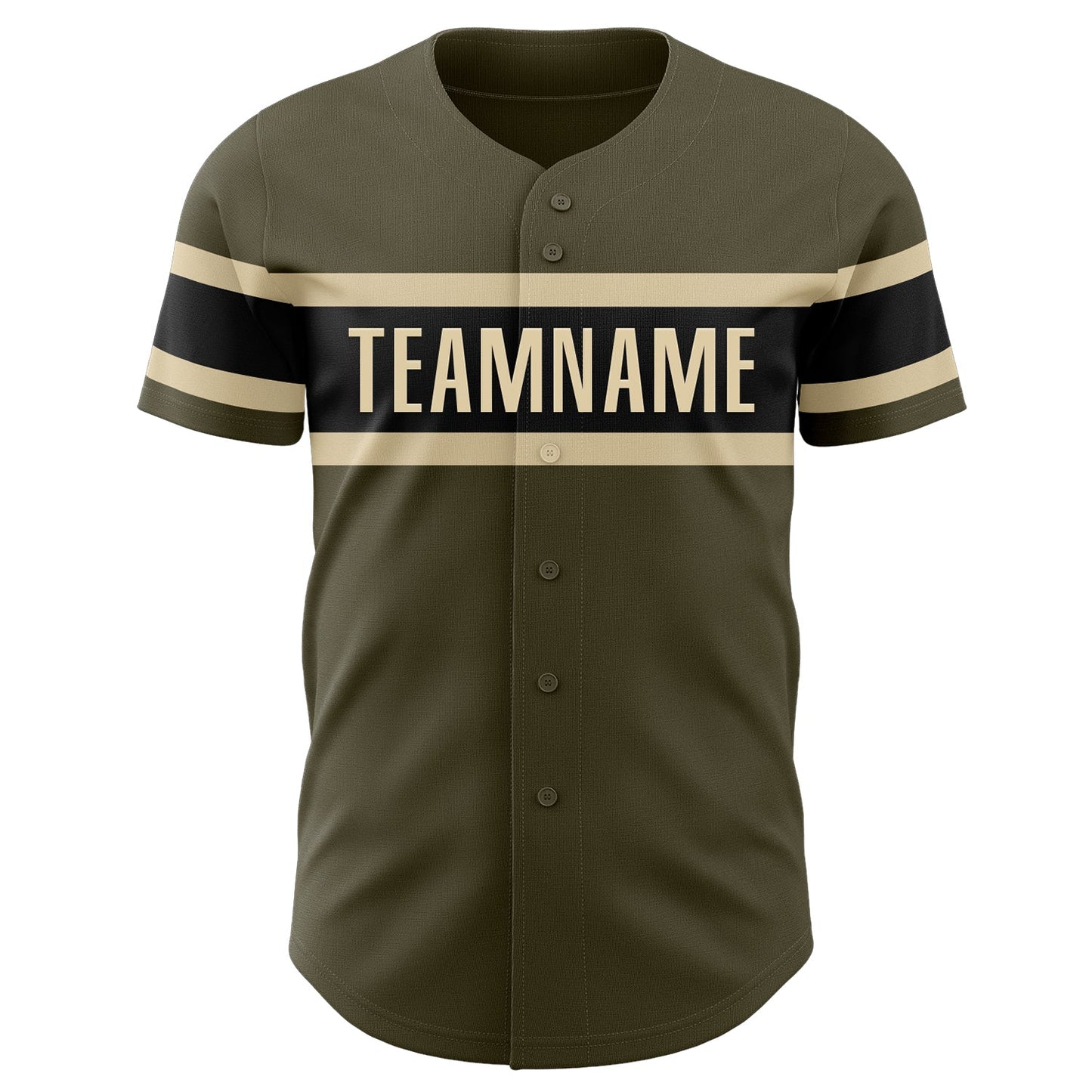 Custom Olive Camo Black-Cream Authentic Salute To Service Baseball Jersey baseball jersey product view 2