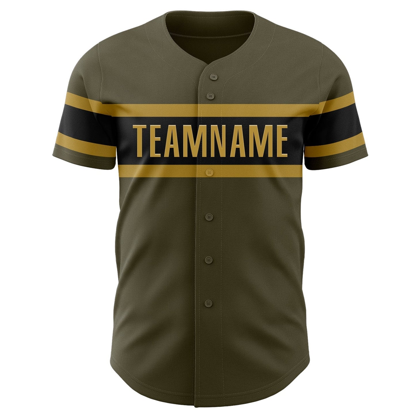 Custom Olive Black-Old Gold Authentic Salute To Service Baseball Jersey baseball jersey product view 2