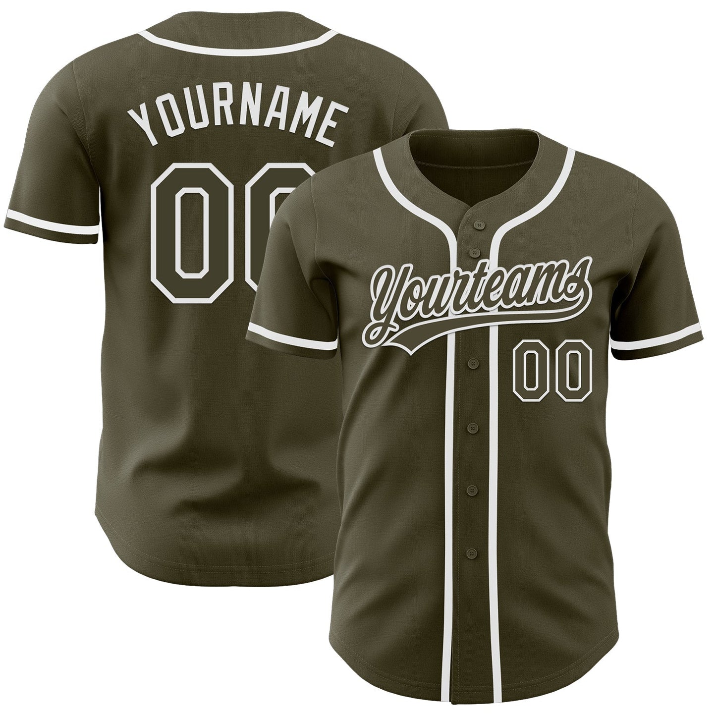 Custom Olive White Authentic Salute To Service Baseball Jersey baseball jersey product view 1