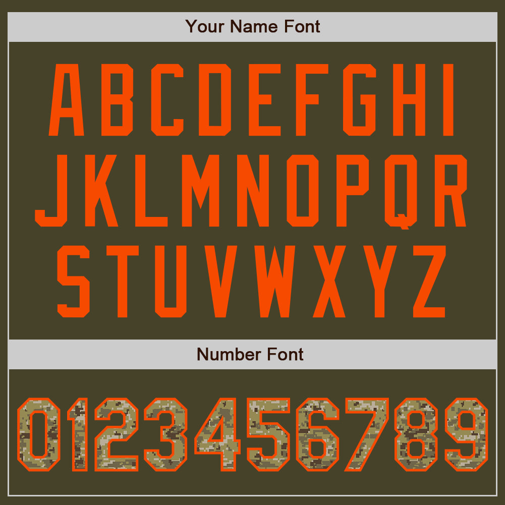 Custom Olive Camo-Orange Authentic Salute To Service Baseball Jersey baseball jersey product view 4