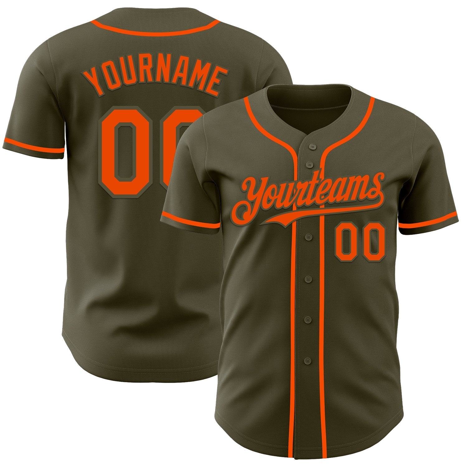 Custom Olive Orange Authentic Salute To Service Baseball Jersey baseball jersey product view 1