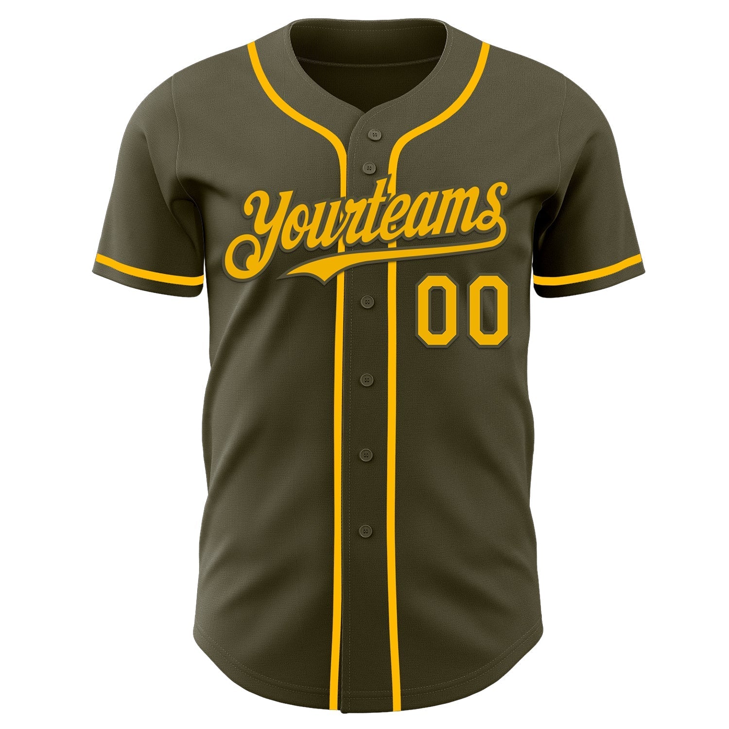 Custom Olive Gold Authentic Salute To Service Baseball Jersey baseball jersey product view 2