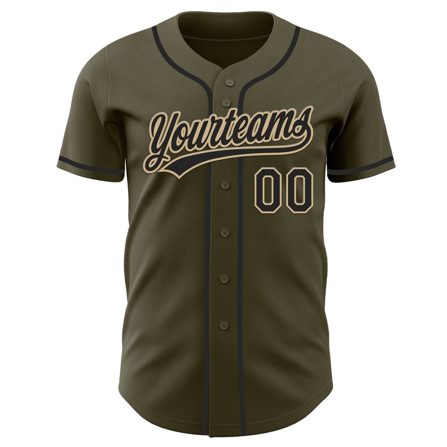 Custom Olive Black-Vegas Gold Authentic Salute To Service Baseball Jersey baseball jersey product view 2