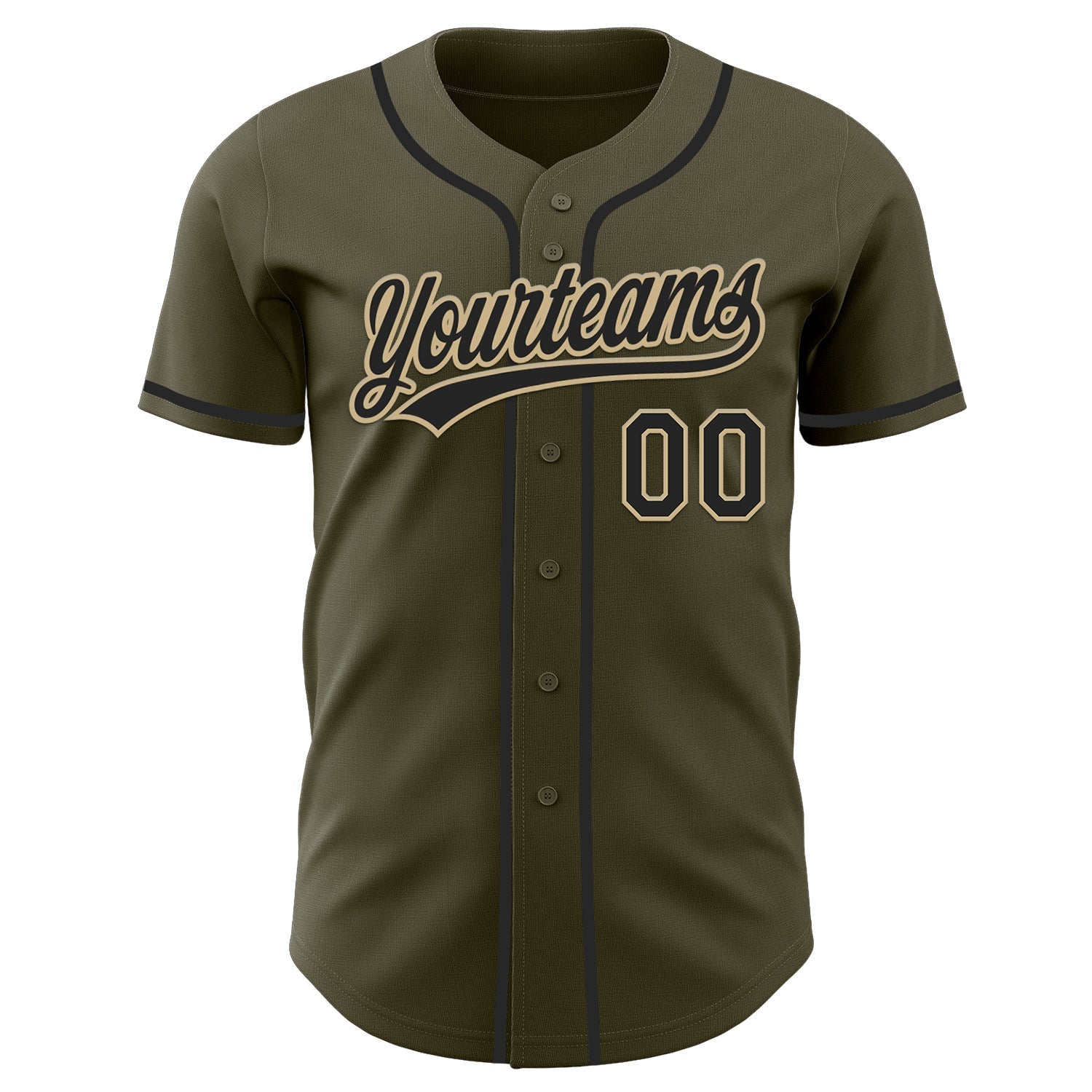 Custom Olive Black-Vegas Gold Authentic Salute To Service Baseball Jersey baseball jersey product view 2