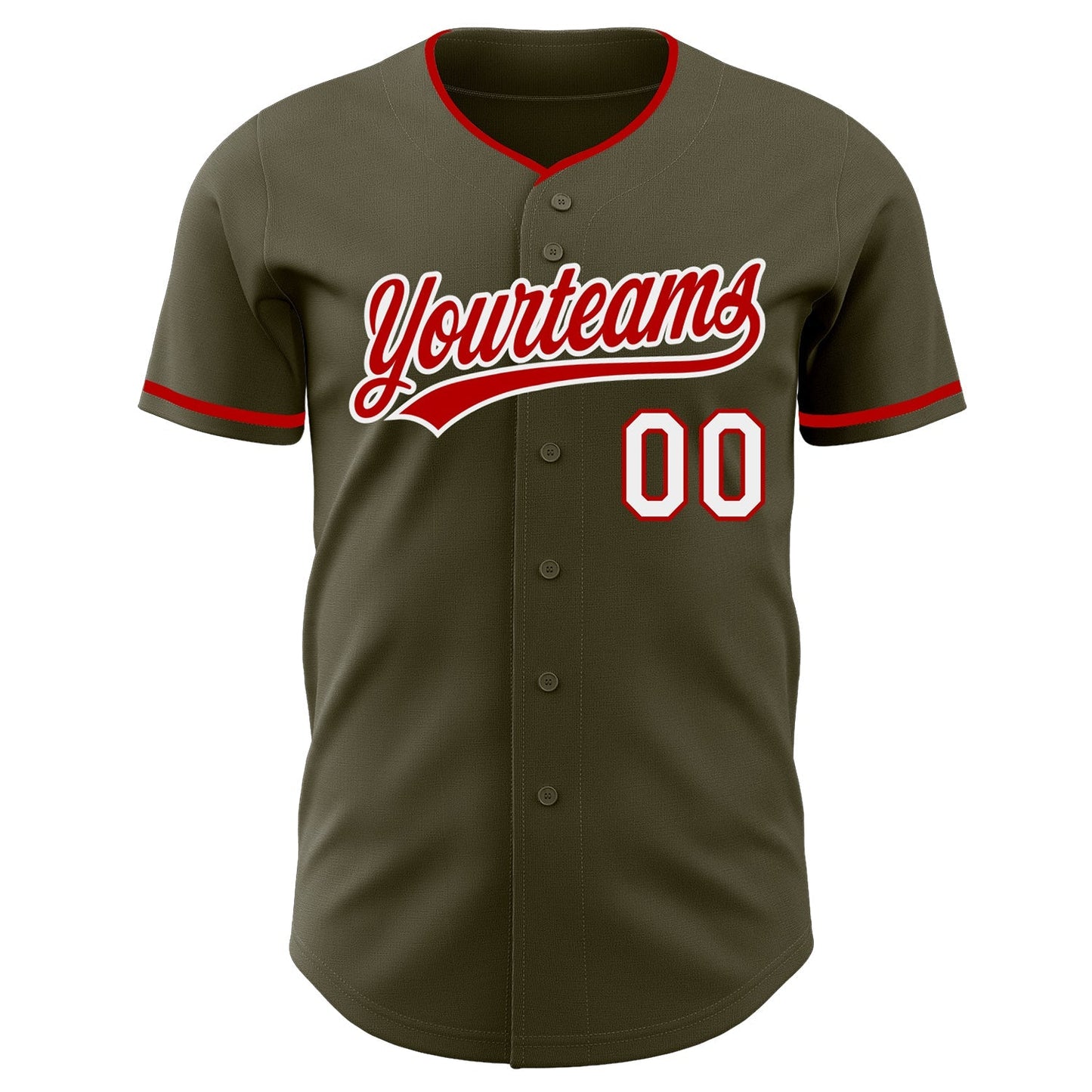 Custom Olive Red-White Authentic Baseball Jersey baseball jersey product view 2