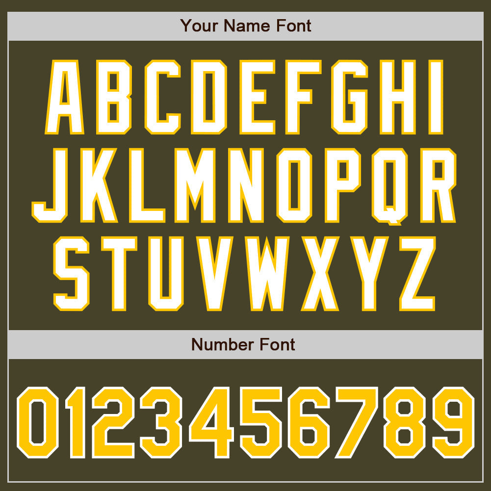 Custom Olive Yellow-White Authentic Baseball Jersey baseball jersey product view 5