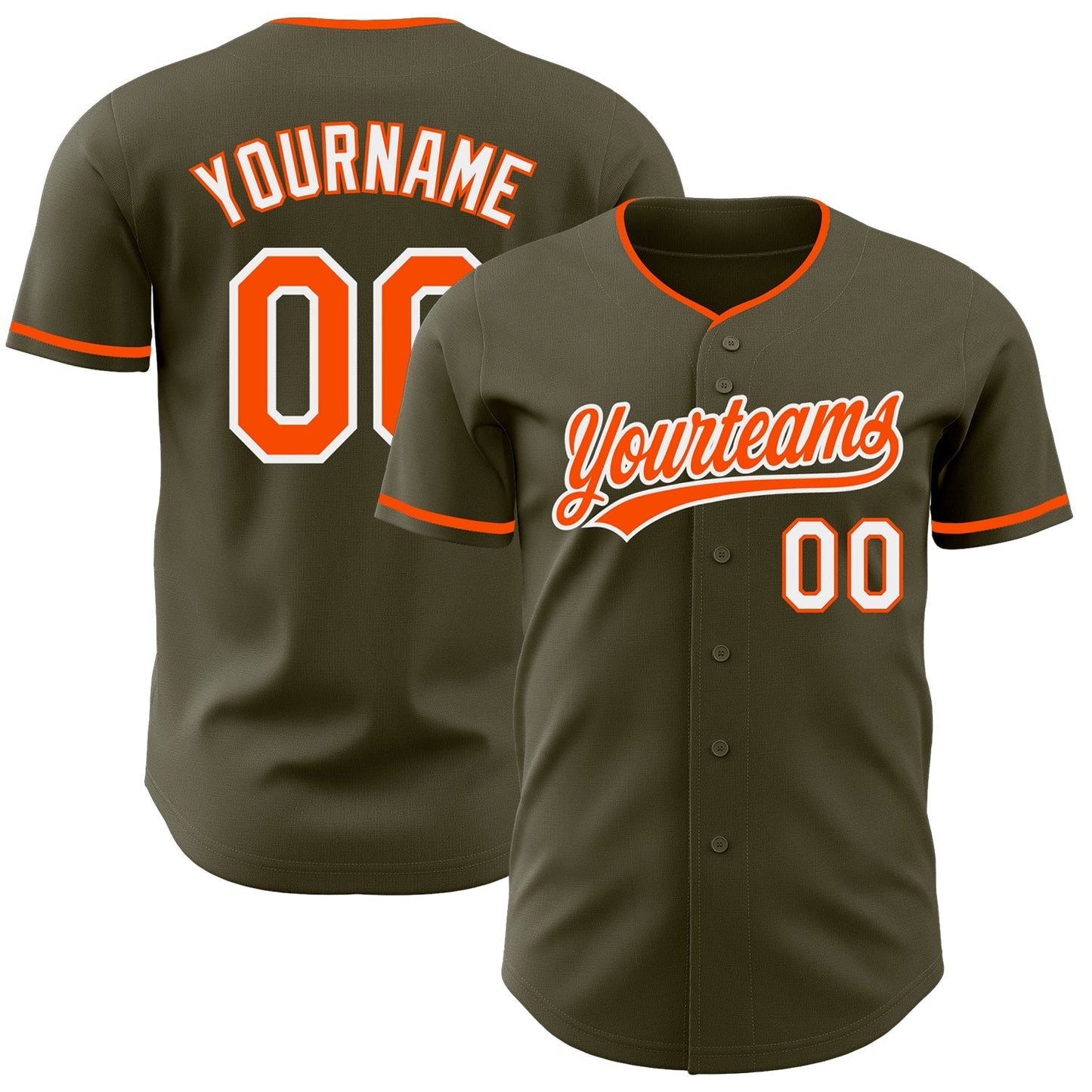 Custom Olive Orange-White Authentic Baseball Jersey baseball jersey product view 1