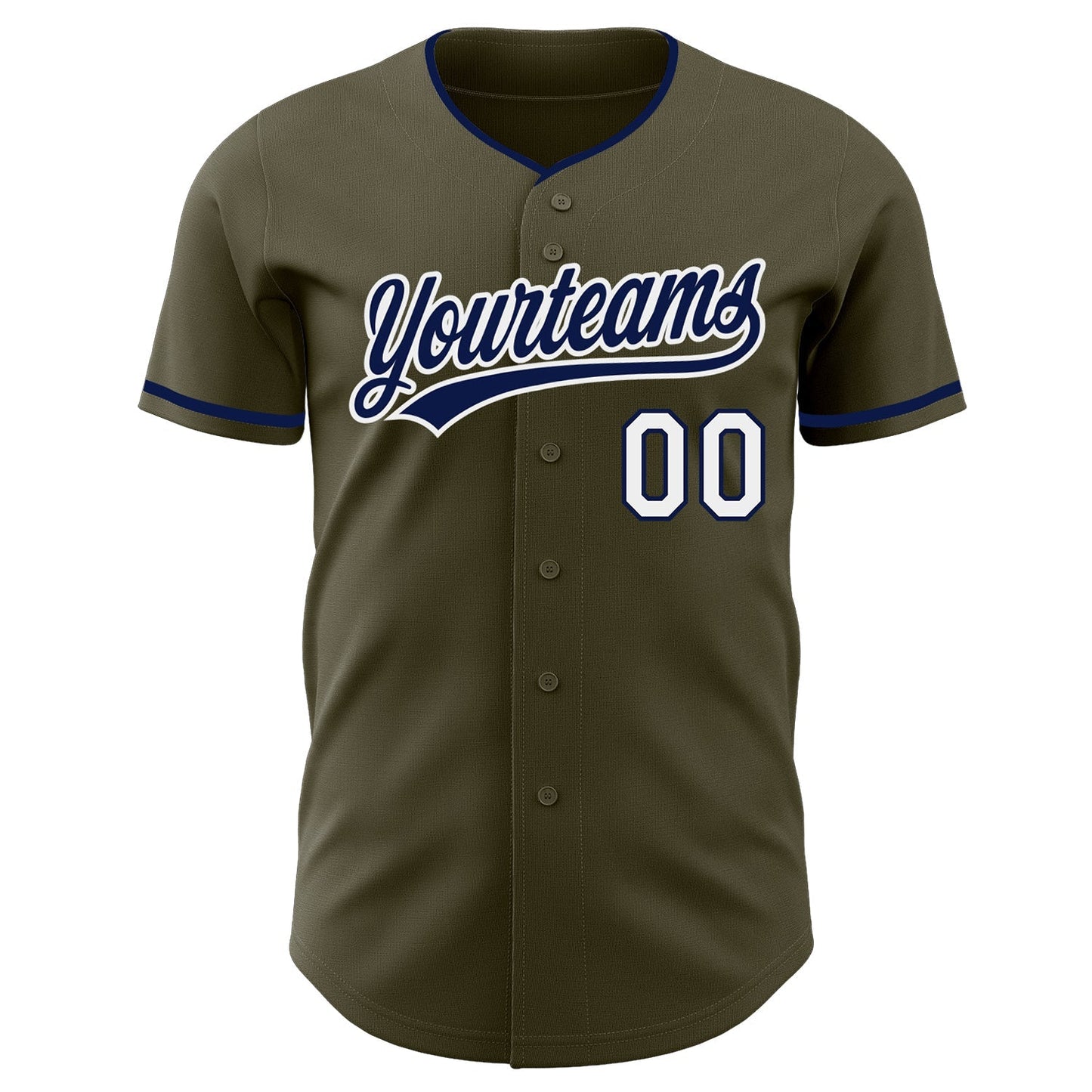 Custom Olive Navy-White Authentic Baseball Jersey baseball jersey product view 2