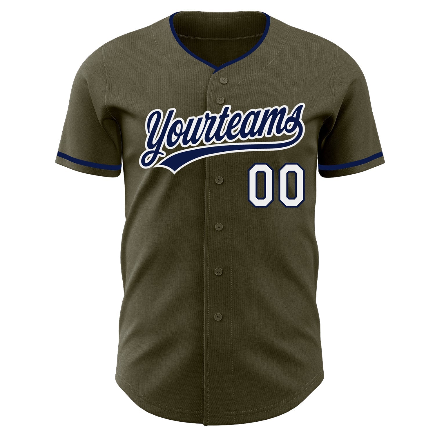 Custom Olive Navy-White Authentic Baseball Jersey baseball jersey product view 2