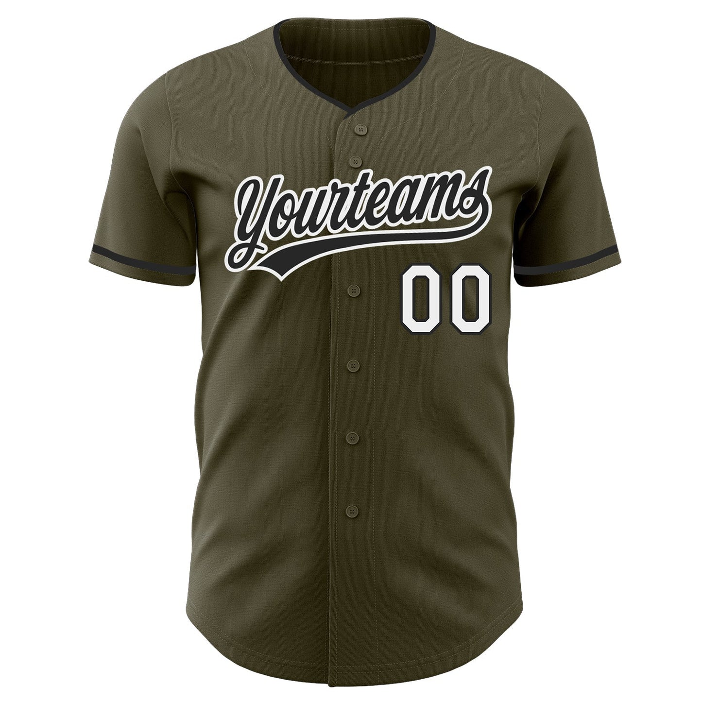 Custom Olive Black-White Authentic Baseball Jersey baseball jersey product view 2