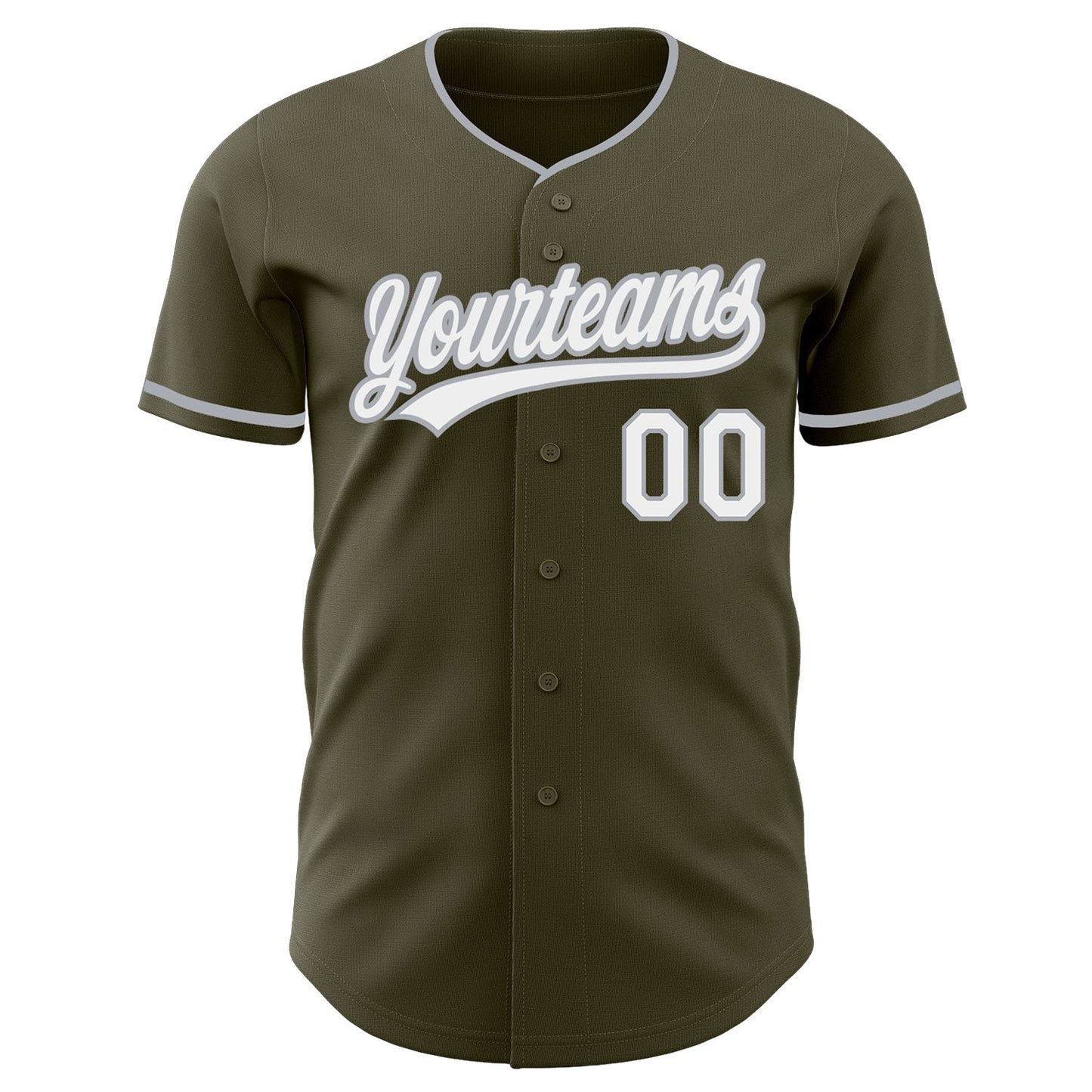 Custom Olive White-Gray Authentic Baseball Jersey baseball jersey product view 2