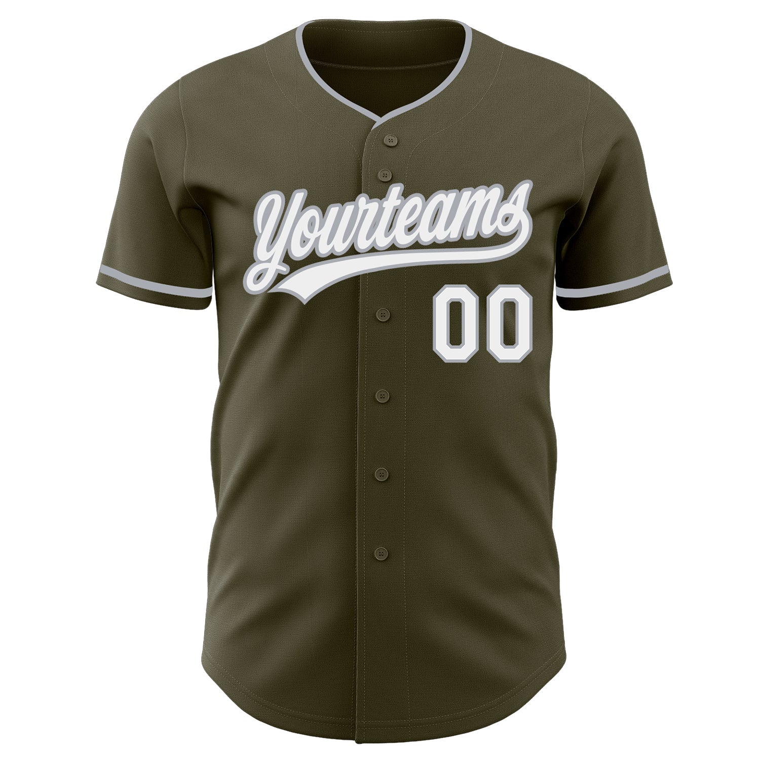 Custom Olive White-Gray Authentic Baseball Jersey baseball jersey product view 2