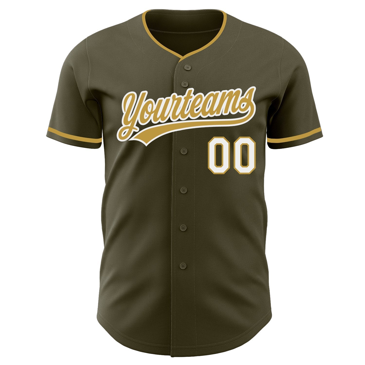 Custom Olive Old Gold-White Authentic Baseball Jersey baseball jersey product view 2