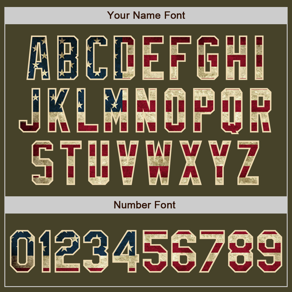 Custom Olive Vintage USA Flag-Cream Authentic Baseball Jersey baseball jersey product view 5