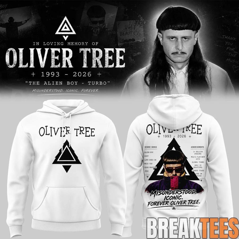 Oliver Tree In Loving Memory Limited Edition White Hoodie Unisex T-shirt, Sweatshirt, Hoodie, Long Sleeve Tee - T-Shirt, Sweatshirt, Hoodie
