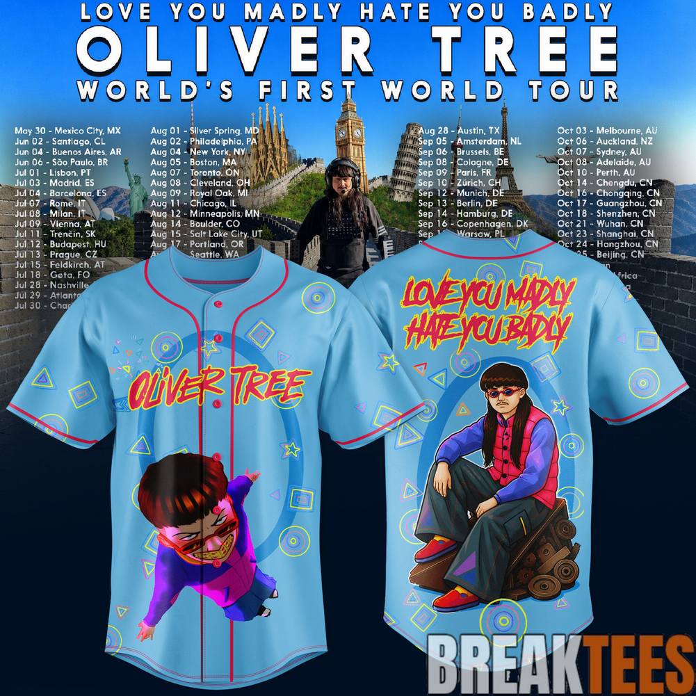 Oliver Tree Love You Madly World Tour Chaos Baseball Jersey Unisex T-shirt, Sweatshirt, Hoodie, Long Sleeve Tee - T-Shirt, Sweatshirt, Hoodie