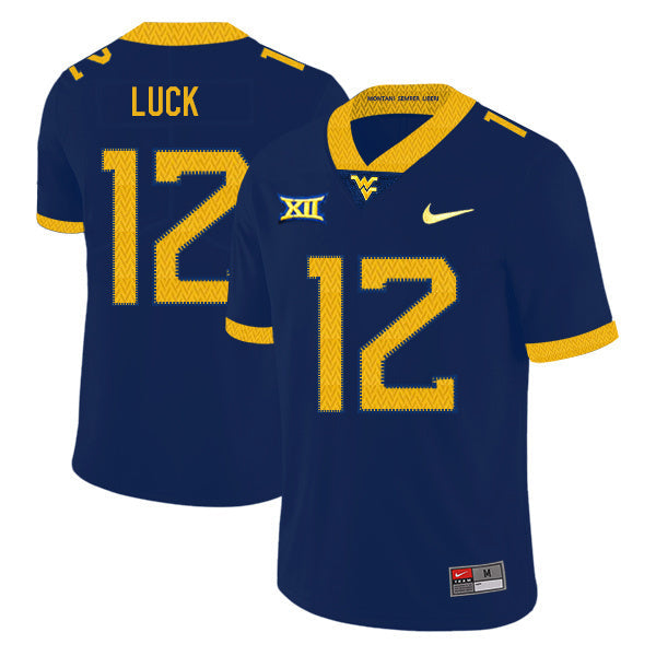 Oliver Luck 12 Navy College Football Jersey football jersey product view 1