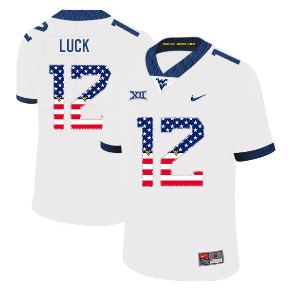 Oliver Luck 12 White .1jpg College Football Jersey football jersey product view 1