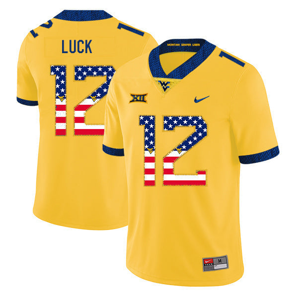 Oliver Luck 12 Yellow .1jpg College Football Jersey football jersey product view 1