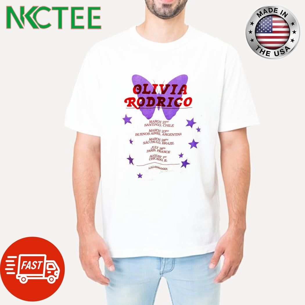 Olivia Rodrigo GUTS tour butterfly shirt Unisex T-shirt, Sweatshirt, Hoodie, Long Sleeve Tee - T-Shirt, Sweatshirt, Hoodie