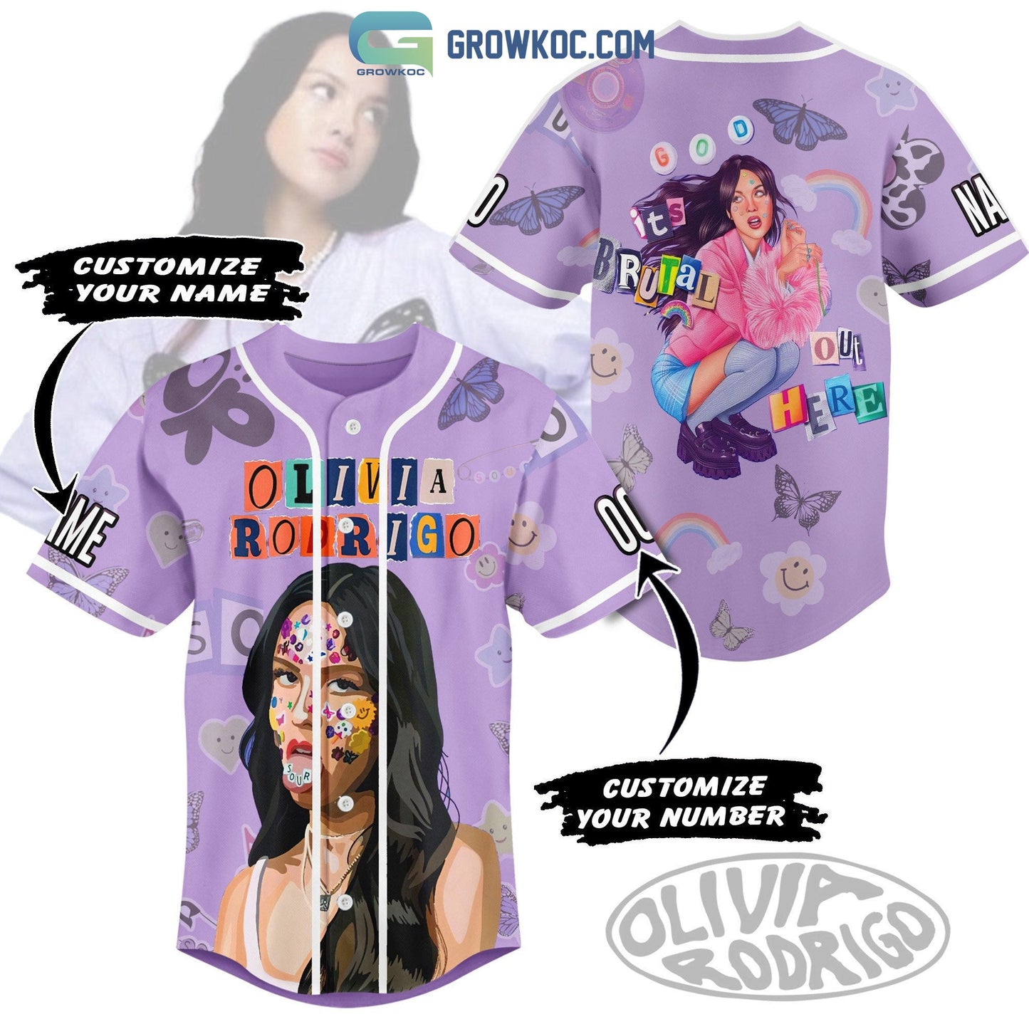 Olivia Rodrigo God Its Brotal Out Here Personalized Baseball Jersey baseball jersey product view 1