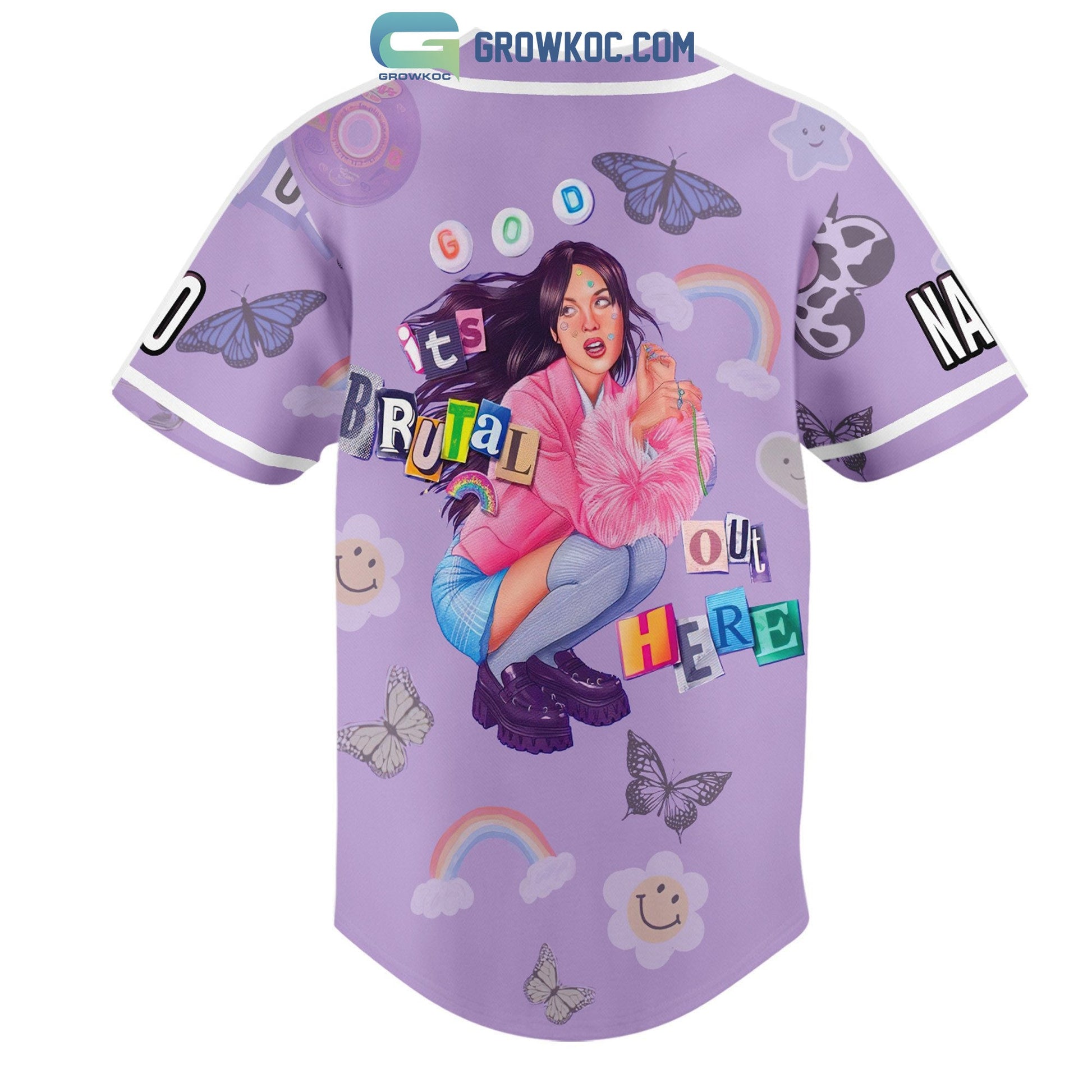 Olivia Rodrigo God Its Brotal Out Here Personalized Baseball Jersey baseball jersey product view 3