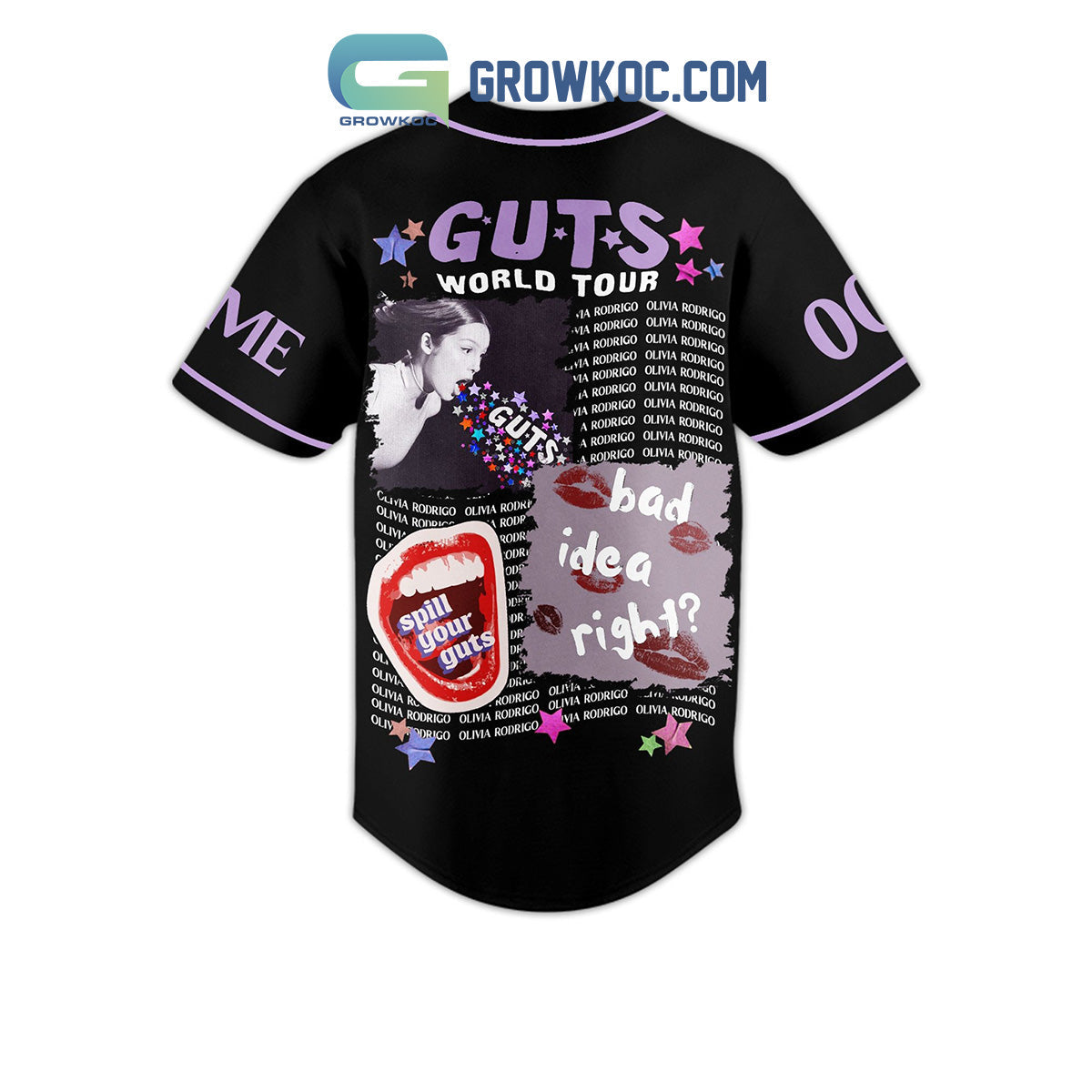 Olivia Rodrigo Guts World Tour Bad Idea Right Personalized Baseball Jersey baseball jersey product view 3