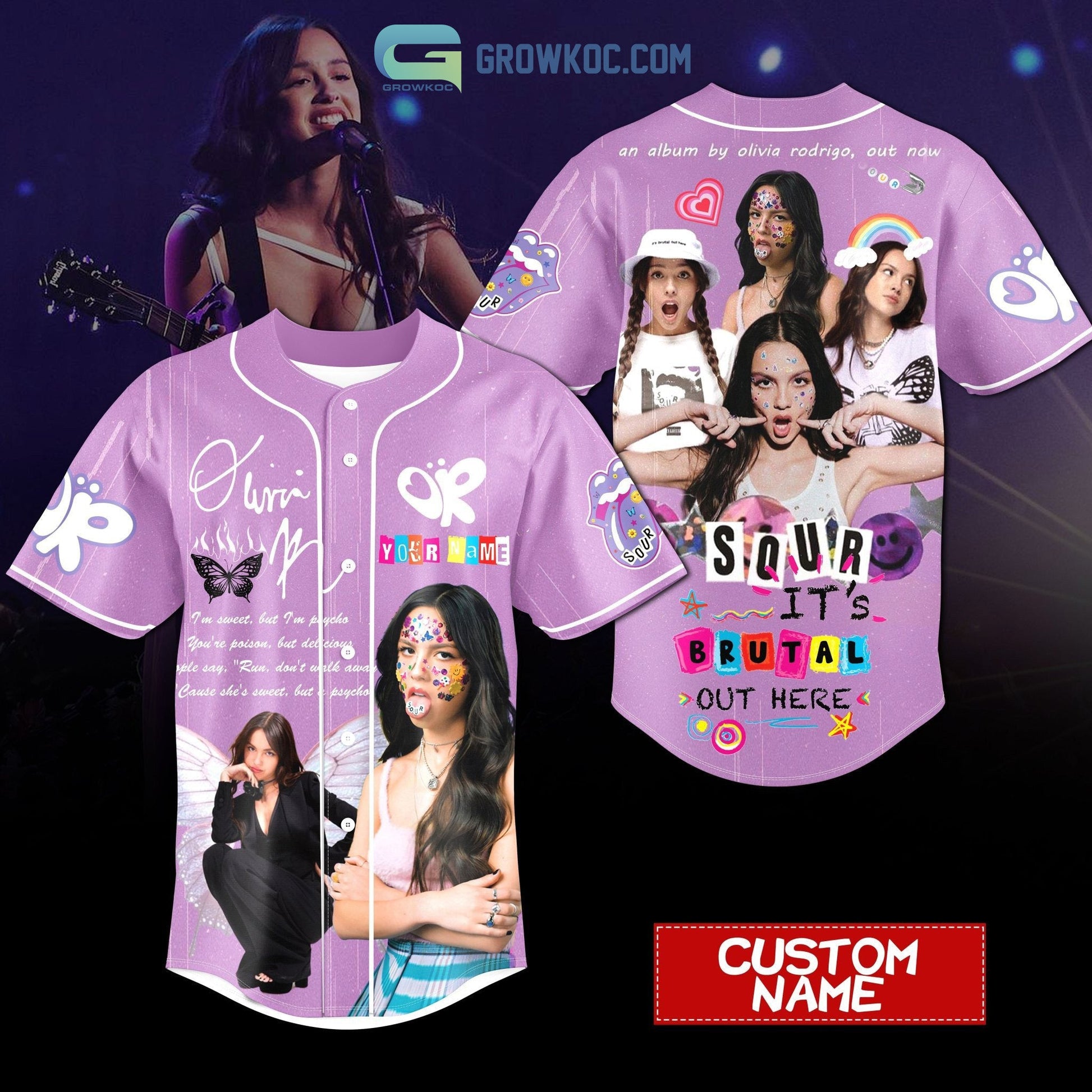 Olivia Rodrigo Sour It’s Brutal Out Here Personalized Baseball Jersey baseball jersey product view 1
