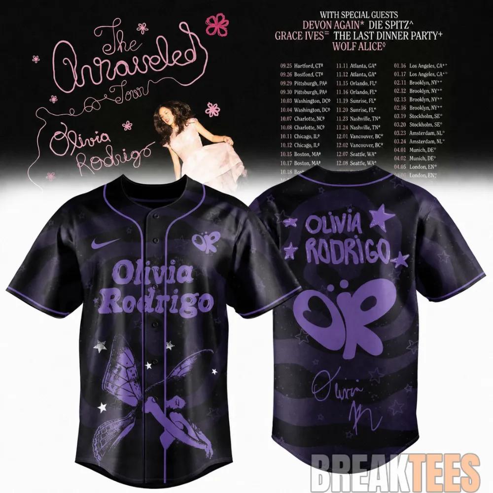 Olivia Rodrigo The Unraveled Tour 2026 Baseball Jersey Unisex T-shirt, Sweatshirt, Hoodie, Long Sleeve Tee - T-Shirt, Sweatshirt, Hoodie