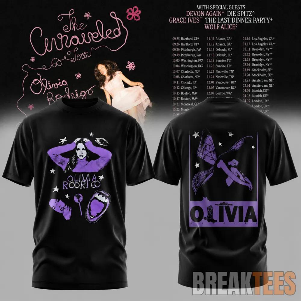Olivia Rodrigo The Unraveled Tour 2026 Black T-Shirt Unisex T-shirt, Sweatshirt, Hoodie, Long Sleeve Tee - T-Shirt, Sweatshirt, Hoodie