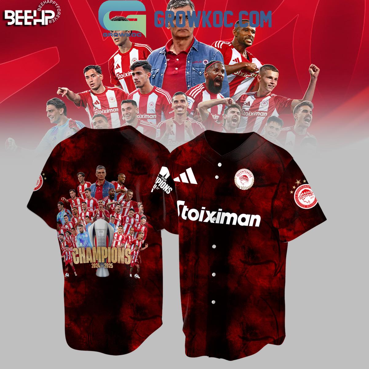 Olympiakos FC Champions 2024 2025 Baseball Jersey baseball jersey product view 1
