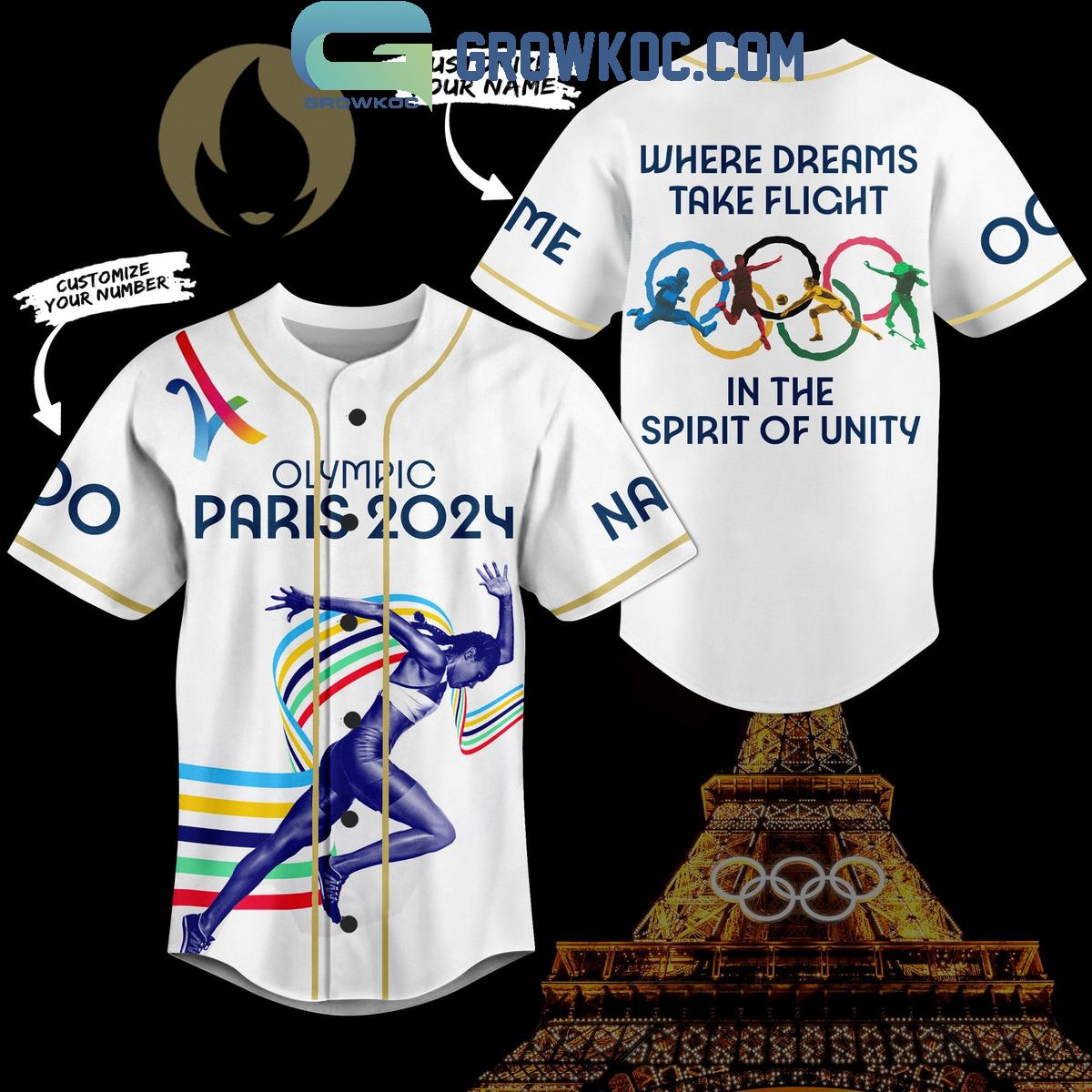 Olympic Paris 2024 Where Dreams Take Flight Personalized Baseball Jersey baseball jersey product view 1